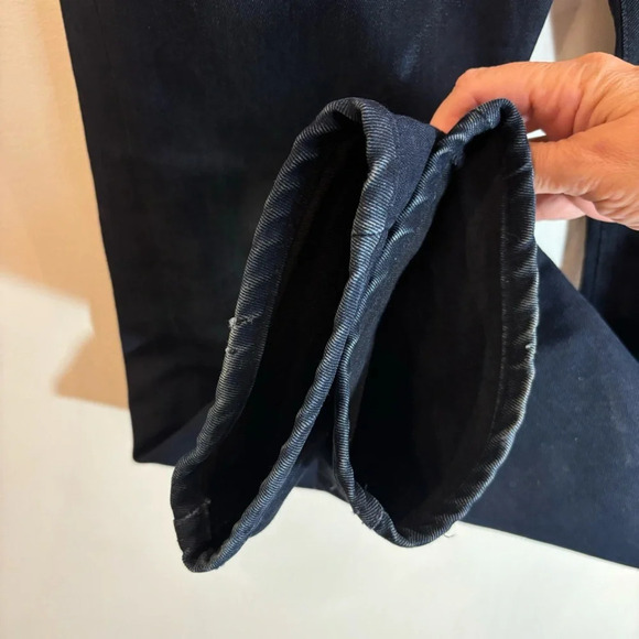 NUDIE Sz 33 x 34 Jeans Thin Finn Dark Shine Slim Dark Wash Wiskering Denim - Picture 12 of 13